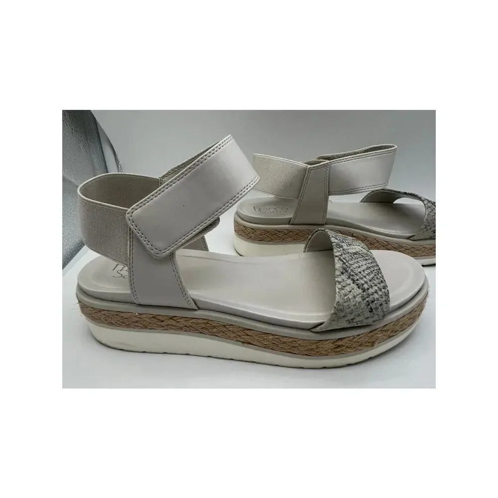 Franco Sarto Tinaka White & Gray Snakeskin Espadrille Sandals Shoes Size 9.5M